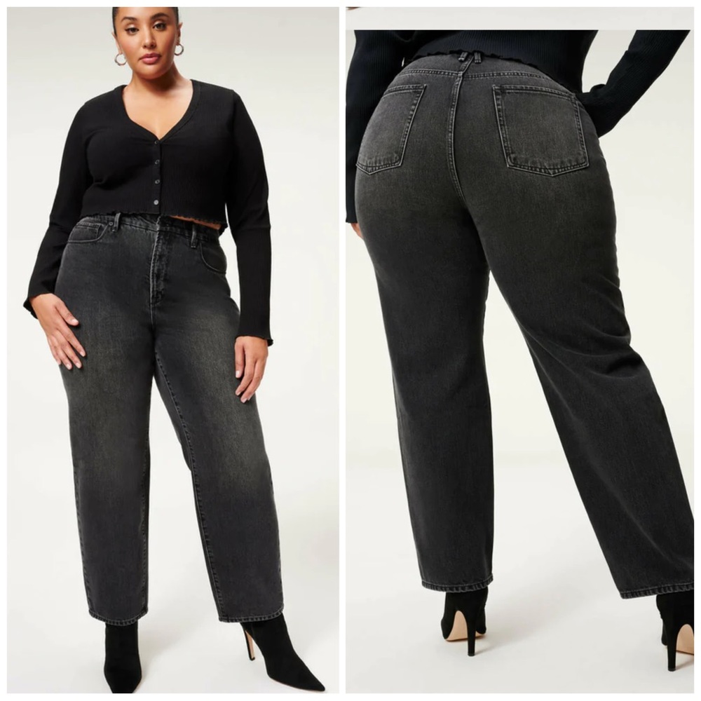 Good American 90’s Trouser Black Jeans Size 18